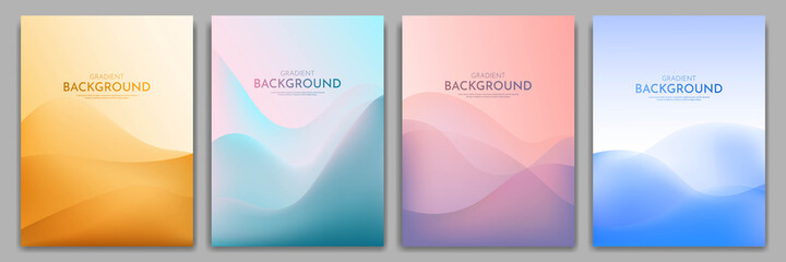Wall Mural - vector illustration. minimalist wavy posters. bright gradient color. futuristic style. design for bo