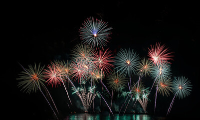 Colorful of fireworks for 4th July national holiday festival,independence day or New Year count down 2021
