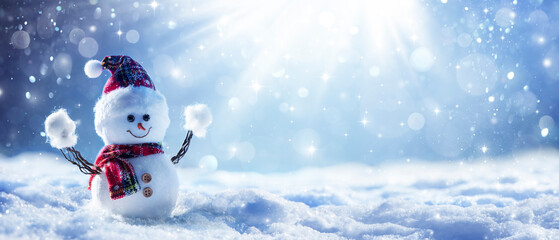 Wall Mural - Snowman In Wintry Landscape