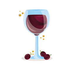 Canvas Print - wine cup with grapes icon vector illustration design