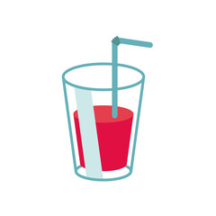 Sticker - juice fruit glass with straw flat style icon