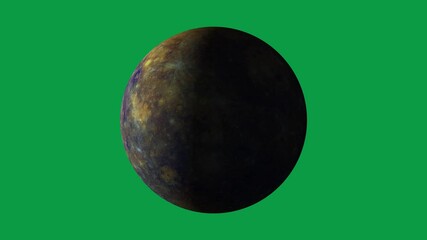 Wall Mural - planet of mercury is rotating in green screen. loop video