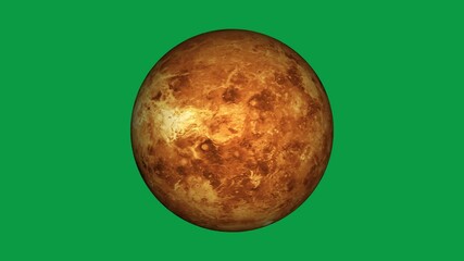 Wall Mural - beautiful planet of venus animation in green screen. evening star venus is rotating. milky way galax