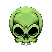 The Green Alien Skull Head With The Holes Eyes With The White Teeth