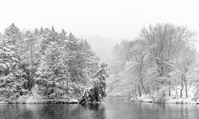 snow  and the lake