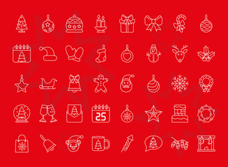 Wall Mural - bundle of fourty christmas set icons vector illustration design