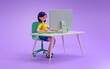 © Jane - People working with computer at office,business, people and technology concept,3d rendering,conceptual image