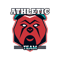 Wall Mural - bulldog head animal emblem icon with athletic team lettering