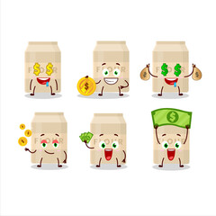 Canvas Print - White flour cartoon character with cute emoticon bring money