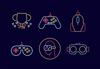 Poster - bundle of six video game neon style icons