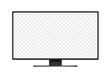 Flat design illustration of monitor for computer or television. Black frame with blank white screen for adding text or image. Isolated on white background, vector