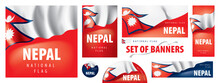Vector Set Of Banners With The National Flag Of The Nepal