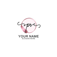 Initial PR Handwriting, Wedding Monogram Logo Design, Modern Minimalistic and Floral templates for Invitation cards