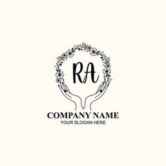 Initial RA Handwriting, Wedding Monogram Logo Design, Modern Minimalistic and Floral templates for Invitation cards