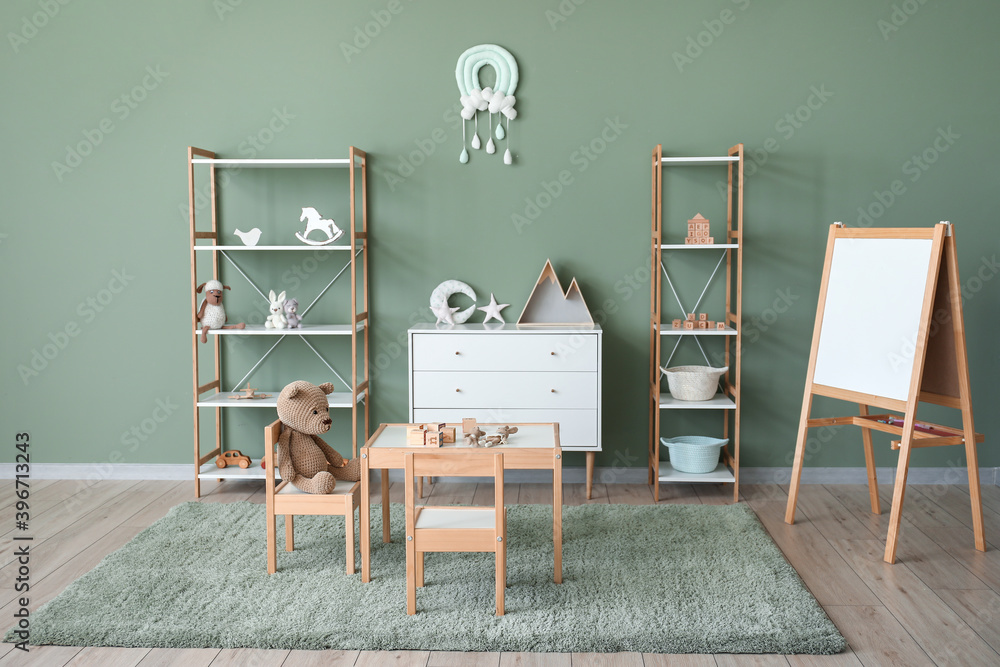 Interior of modern playroom in kindergarten