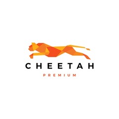 Wall Mural - running cheetah tech geometric logo vector icon illustration