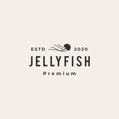 Wall Mural - jelly fish hipster vintage logo vector icon illustration