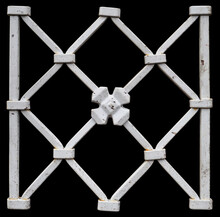 Fragment Of A Homemade Metal Fence In White Isolated