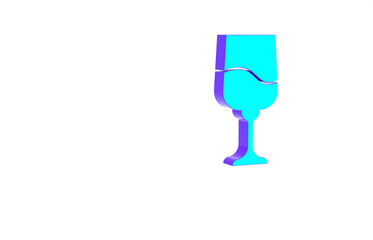 Sticker - Turquoise Jewish goblet icon isolated on white background. Jewish wine cup for kiddush. Kiddush cup for Shabbat. Minimalism concept. 3d illustration 3D render.