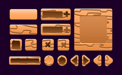 Wall Mural - collection set of wooden game ui frame template pop up interface for asset elements vector illustrat