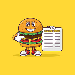 Poster - Burger shop mascot holding empity sign