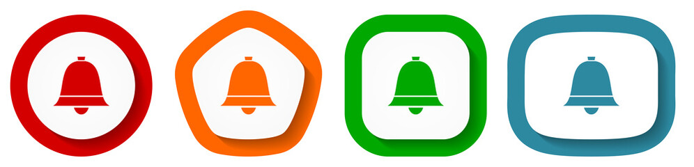 Aufkleber - Set of flat design vector alarm icons, alert symbol illustration in eps 10