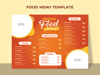 Wall Mural - Food menu template for mexican food restaurant