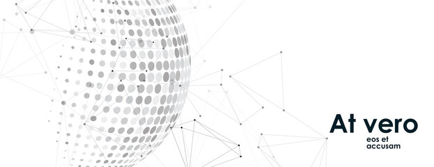 Aufkleber - Halftone circle. Vector planet symbol. Abstract dotted globe illustration on white background