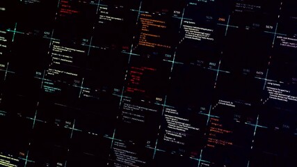 Wall Mural - blocks of abstract program code are being written and moved inside the virtual space. animation. a m