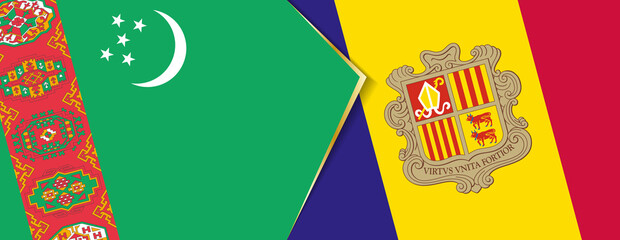 Wall Mural - Turkmenistan and Andorra flags, two vector flags.