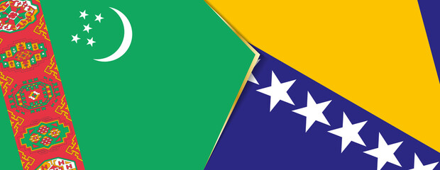 Turkmenistan and Bosnia and Herzegovina flags, two vector flags.