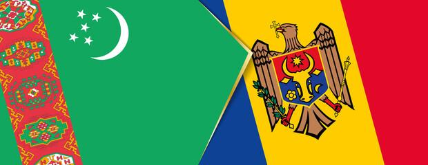 Wall Mural - Turkmenistan and Moldova flags, two vector flags.