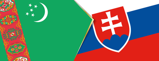 Wall Mural - Turkmenistan and Slovakia flags, two vector flags.