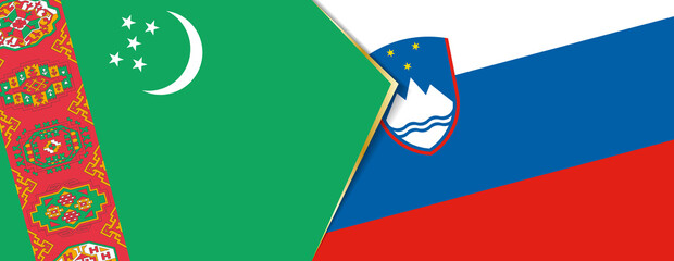 Wall Mural - Turkmenistan and Slovenia flags, two vector flags.