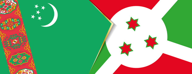 Turkmenistan and Burundi flags, two vector flags.