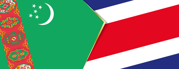 Sticker - Turkmenistan and Costa Rica flags, two vector flags.