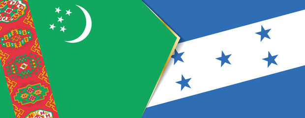 Turkmenistan and Honduras flags, two vector flags.