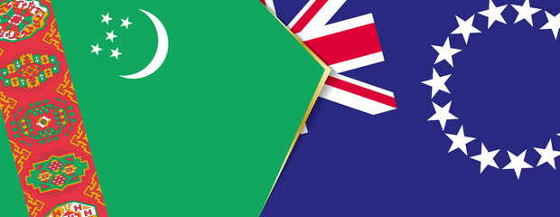 Wall Mural - Turkmenistan and Cook Islands flags, two vector flags.