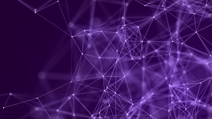 Digital blue background with dots and lines. Big data visualization. Network connection structure. 3D rendering.