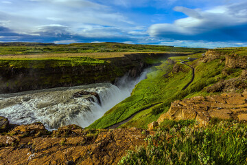 Wall Mural - Golden Waterfall in Iceland