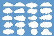 Cloud like icons isolated on blue mesh background.