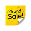 © blankstock - Grand sale symbol. Sticker note with offer message. Special offer price sign. Advertising discounts symbol. Yellow sticker banner. Grand sale badge shape. Post note. Adhesive offer paper sheet. Vector