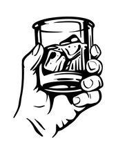 Male Hand Holding Glass With Alcohol