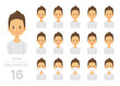 © Jonasan Kesuken - 男性の表情イラスト16点セット