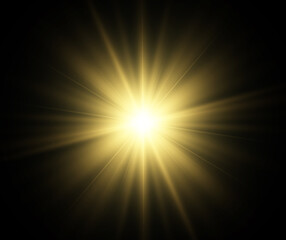 Bright beautiful star.Vector illustration of a light effect on a transparent background.