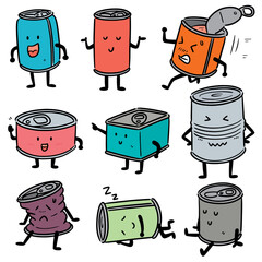 Poster - vector set of can cartoon