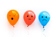 Negative emotions painted on ballon. Angry sad mood background. Top view