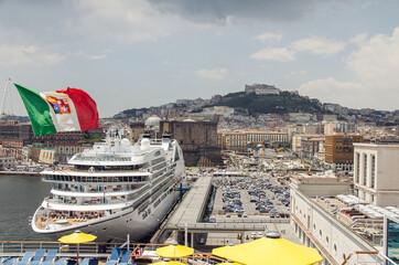 Wall Mural - Cruise ship in the port of Naples, Italy