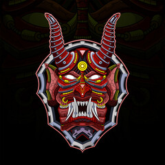 Wall Mural - Devil mecha head esport mascot logo