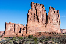 Red Rock Formations At Park Avenue Viewpoint In Arches National Park - Utah, USA